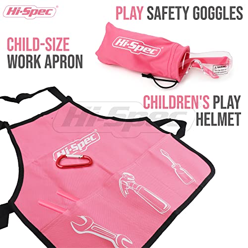 18pc Pink Kids Real Tool Kit Set and Child Size Tool Bag. Real Metal Hand Tools for DIY Building and Woodworking