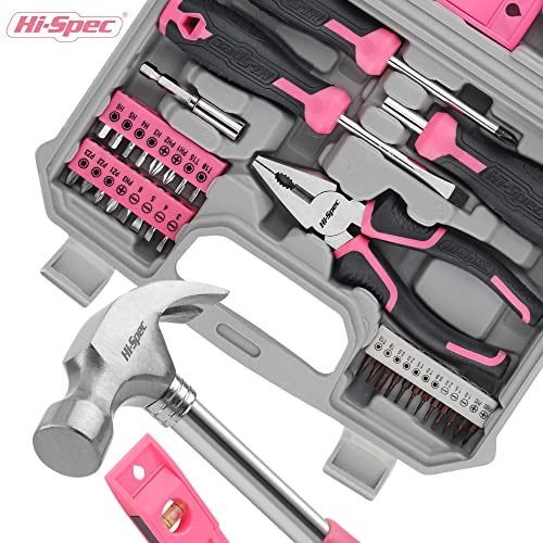42pc Pink Household DIY Small Tool Kit. Complete Starter Basic Tools Kit for Home and Office