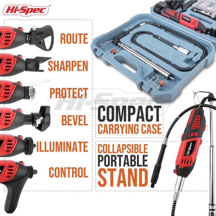 134pc 160W Corded Power Rotary Tool Kit Set with Full Attachments and Dremel Compatible Accessories. All in a Storage Carry Case