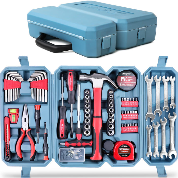 73pc Comprehensive Home Garage DIY Tool Kit Set for Complete DIY Repairs. All in a Portable Folding Carry Box