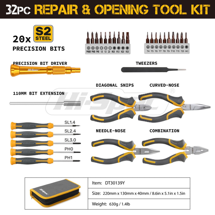 32pc Electronics Repair & Opening Tool Kit Set for Laptops, Phones, Devices, Computer and Gaming Accessories