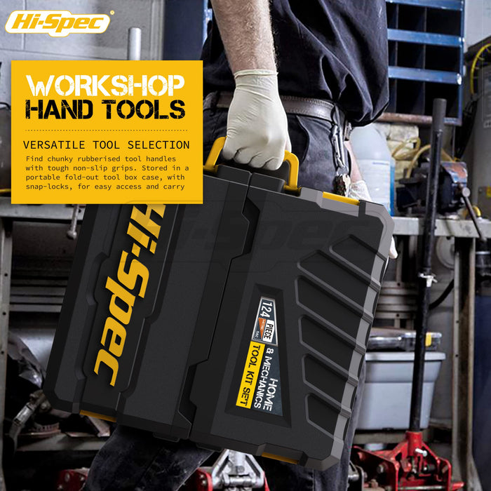 124pc Home & Garage Mechanics Tool Kit Set. Complete Hand Tools for Car and Motorbike Repairs in Tool Box Carry Case