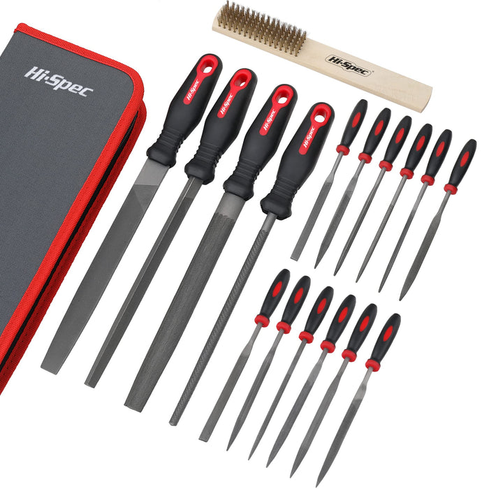 17pc Metal Hand & Needle File Tool Kit Set. Large & Small Steel Files for Craft, Metal and Woodwork. Complete with a Brush