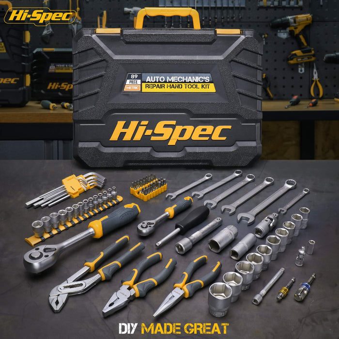 89pc Auto, Garage and Home Mechanics DIY Tool Kit Set. Comprehensive Hand Tools for Car and Motorcycle Repairs