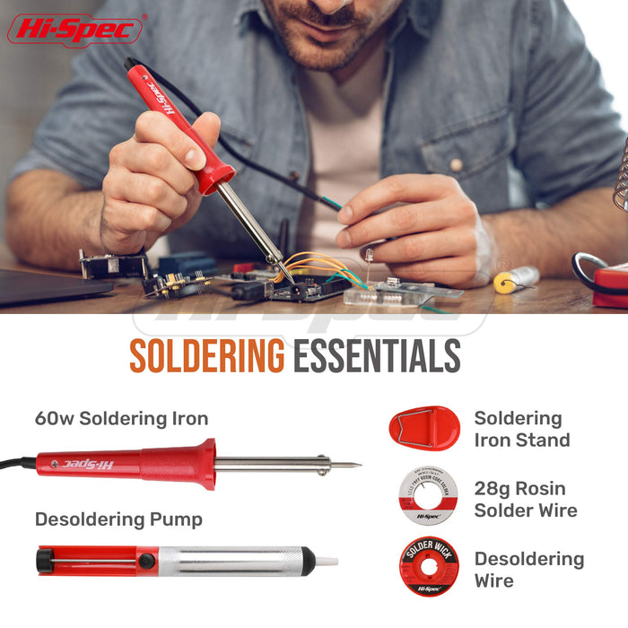 84pc Electronics & Soldering Iron Tool Kit Set. Includes Digital Multimeter and Precision Tools for Electrical, PCB & Computer Repairs