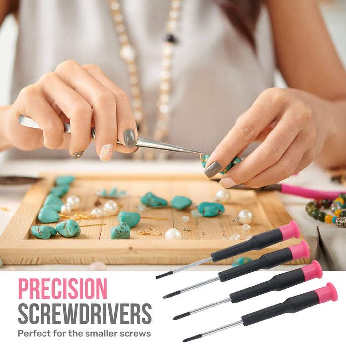 Hi-Spec 11pc Pink DIY Repair & Crafting Tool Kit Set. Includes Compact Precision Pliers & Screwdrivers