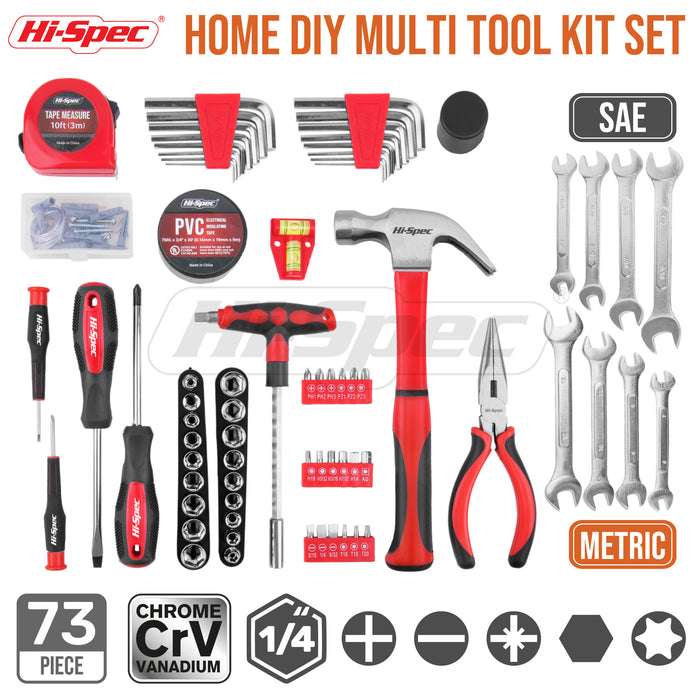 Hi-Spec 72 Piece Home & Garage Multi Tool Kit Set