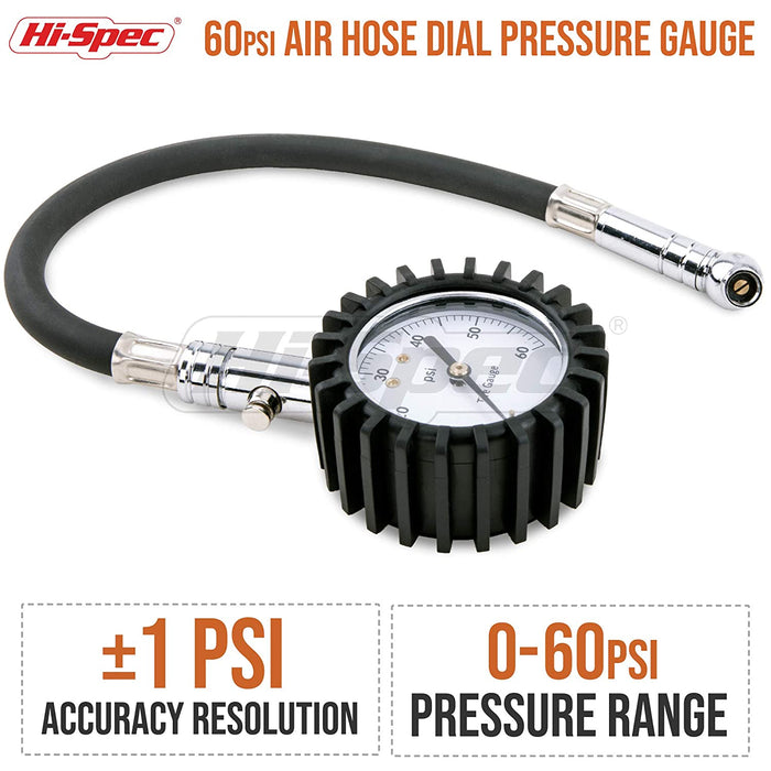 Hi-Spec Tire Pressure Dial Gauge for Motor Cars, Bikes & Vehicles