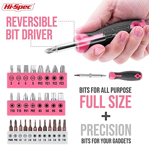 42pc Pink Household DIY Small Tool Kit. Complete Starter Basic Tools Kit for Home and Office