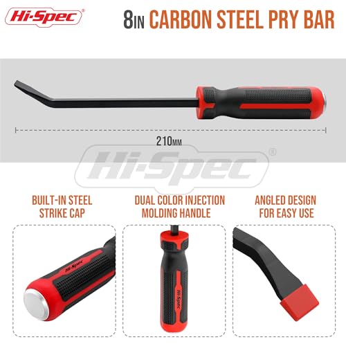 1pc 8" / 205mm Steel Pry Bar. Comfort Hold Handle and Heavy Duty Striking Cap