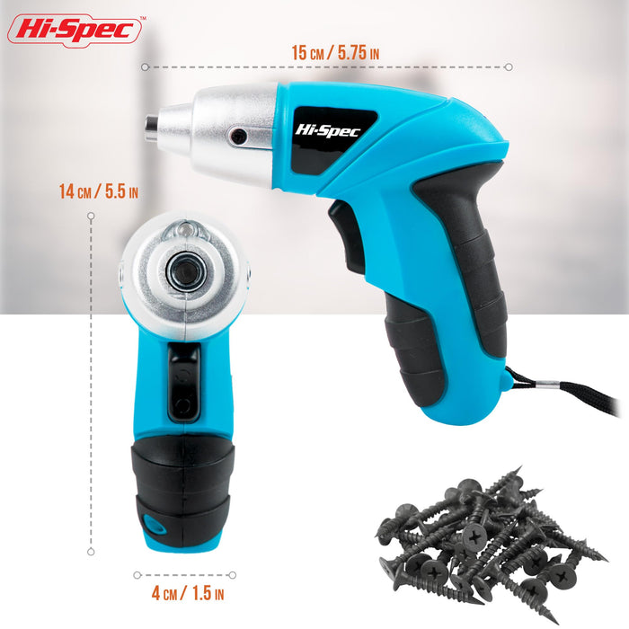 27pc Blue 3.6V Compact Electric Power Screwdriver Set. Cordless & USB Rechargeable with 23 Driver Bits for Home & Office Use