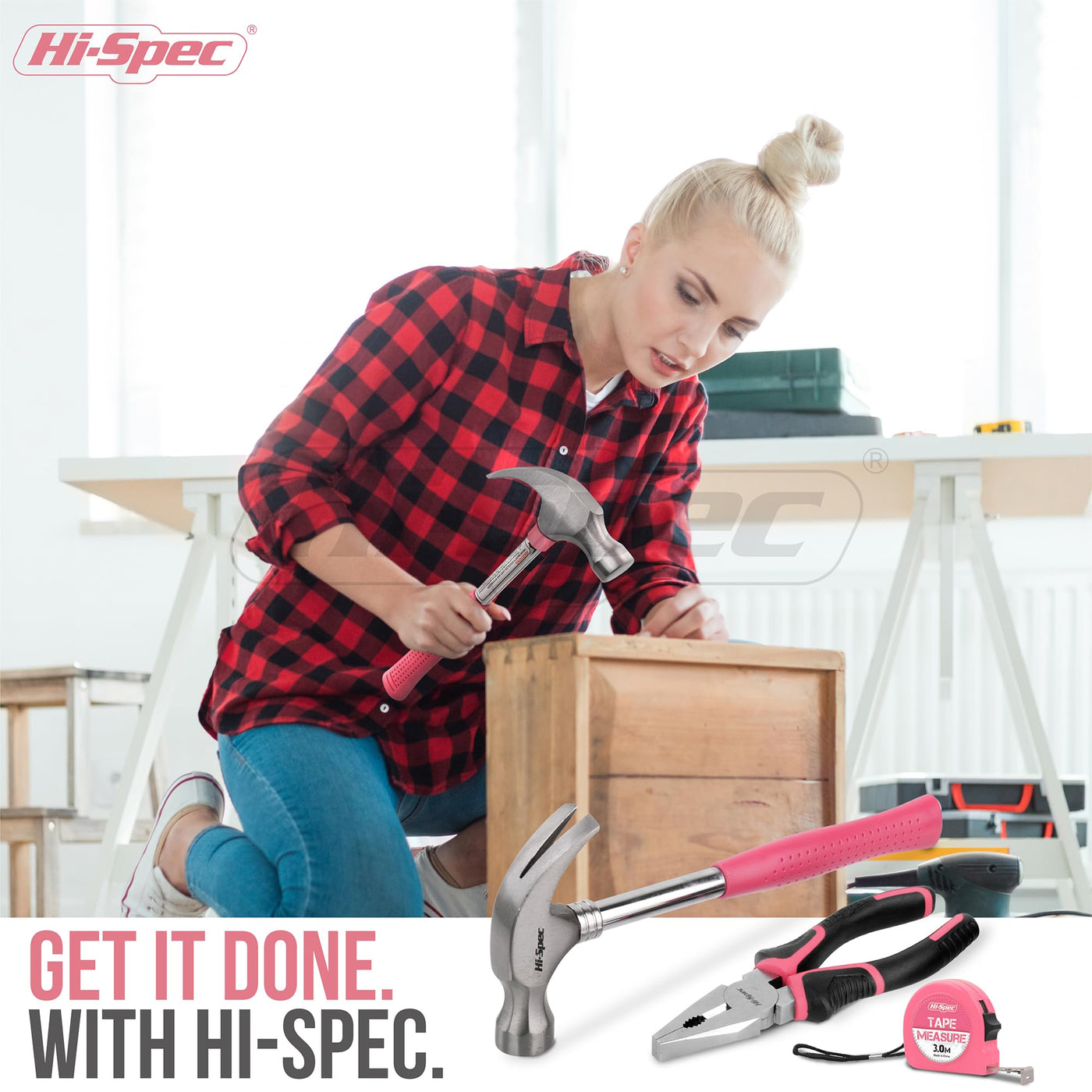 HiSpec Small Drill Set，30pc Pink 12V Cordless Power Drill Driver & Ho