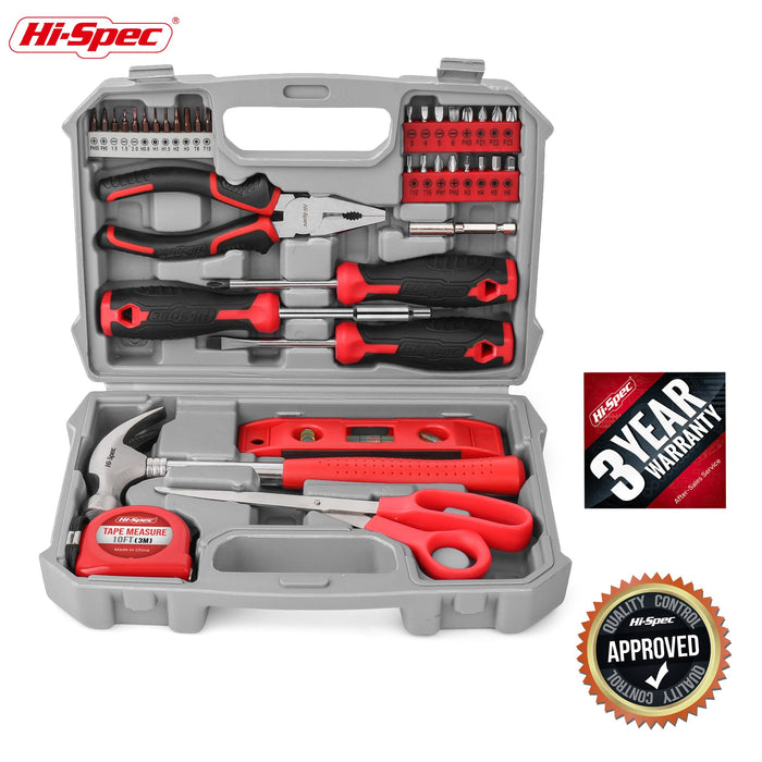 42pc Red Household DIY Small Tool Kit. Complete Starter Basic Tools Kit for Home and Office