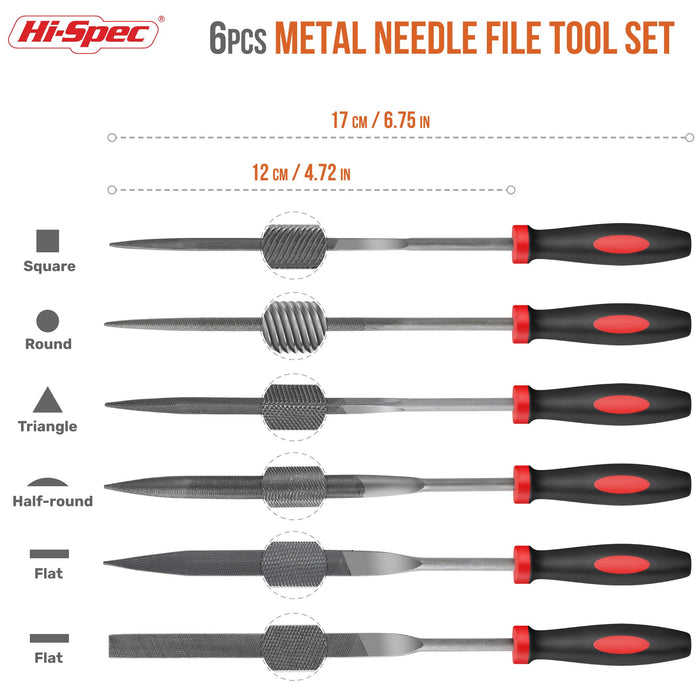 6pc Metal Small Needle Hand File Tool Set for Crafts, Metal & Wood Work