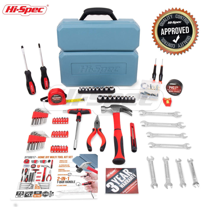 73pc Comprehensive Home Garage DIY Tool Kit Set for Complete DIY Repairs. All in a Portable Folding Carry Box