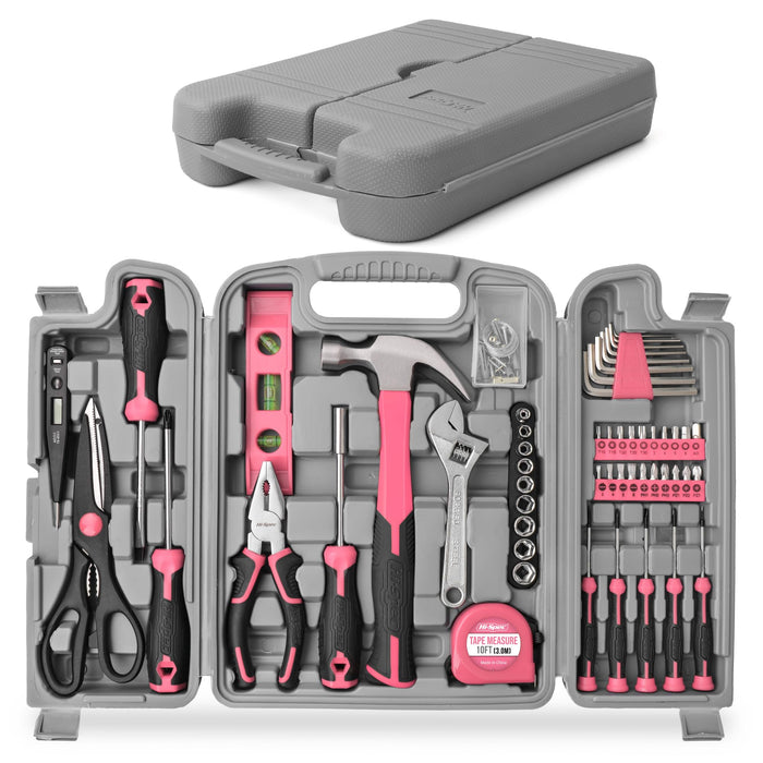 54pc Pink Home and Garage DIY Tool Kit Set. Complete Hand Tools in a Portable Carry Case