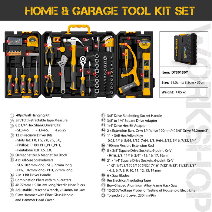 126pc All Purpose Home and Garage Mechanics Tool Kit Set. Full Sockets and Accessories in a Hard Box Case