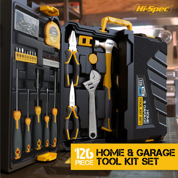 126pc All Purpose Home and Garage Mechanics Tool Kit Set. Full Sockets and Accessories in a Hard Box Case