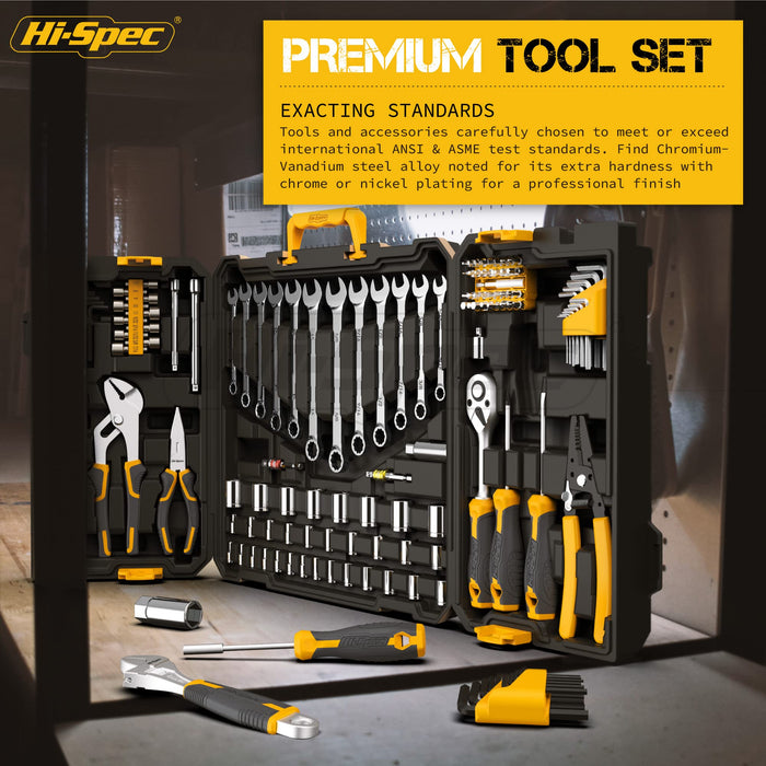 124pc Home & Garage Mechanics Tool Kit Set. Complete Hand Tools for Car and Motorbike Repairs in Tool Box Carry Case