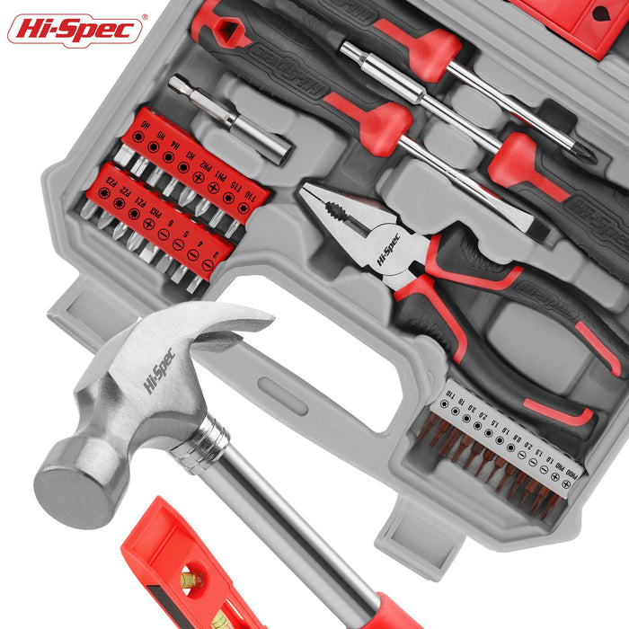 42pc Red Household DIY Small Tool Kit. Complete Starter Basic Tools Kit for Home and Office