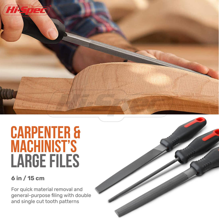Small Hand File Set 3pc Metal Hand File Set. Flat, Round and Half-Round for Crafts, Metal ...