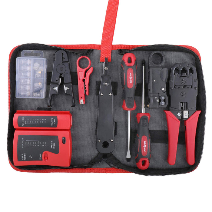 9pc Computer Network Cable Tester Tool Kit Set. Includes Crimper, Punchdown and Coax Stripper