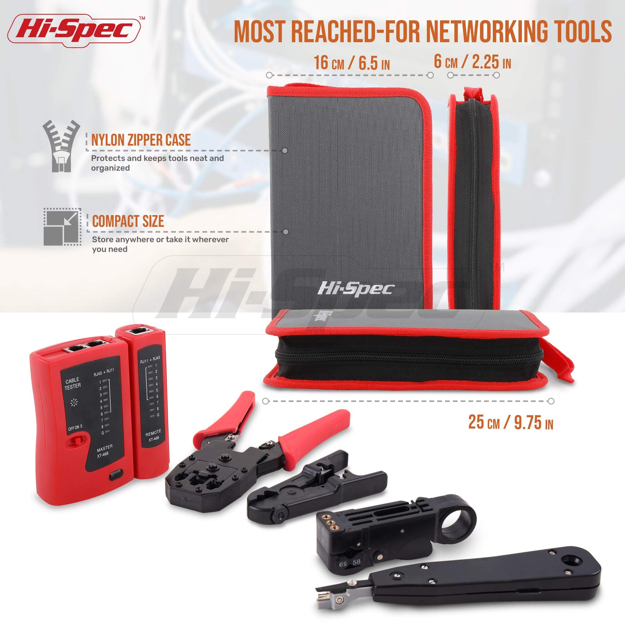 9pc Computer Network Cable Tester Tool Kit Set. Includes Crimper, Punc ...