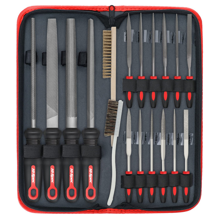 18pc Metal Hand & Needle Files Tool Set. Steel and Diamond Grit Files for DIY, Wood and Crafts. Complete with Brushes