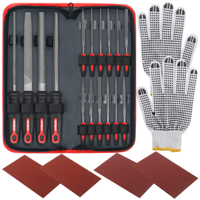 16pc Piece Metal Hand & Needle File Tool Kit Set. Large & Small Carbon Steel Files for Craft, Metal and Woodwork