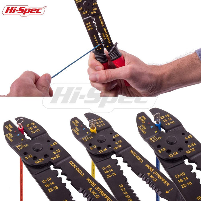 Hi-Spec Piece Wire Stripper, Crimper & Cutter with Connectors & Terminals