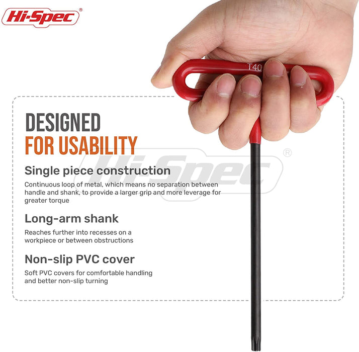 Hi-Spec 8 Piece T-Handle Torx Key Wrench Set