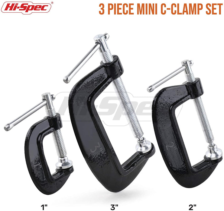 Hi-Spec 3 Piece Mini C Clamp Set