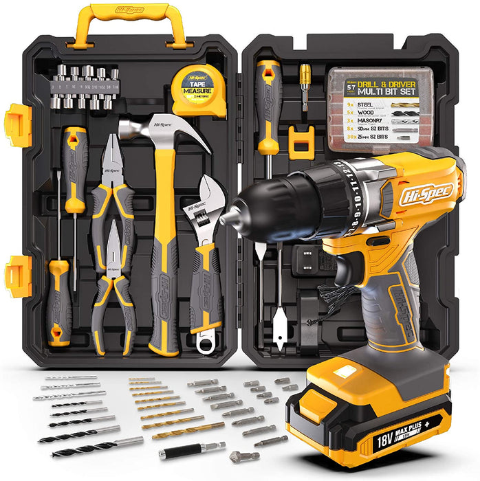 Hi-Spec 80 Piece Home Tool Kit Set & 18V Drill Driver