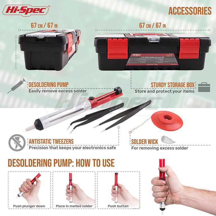 Hi-Spec 14 Piece 15-30W Soldering Iron Kit Set