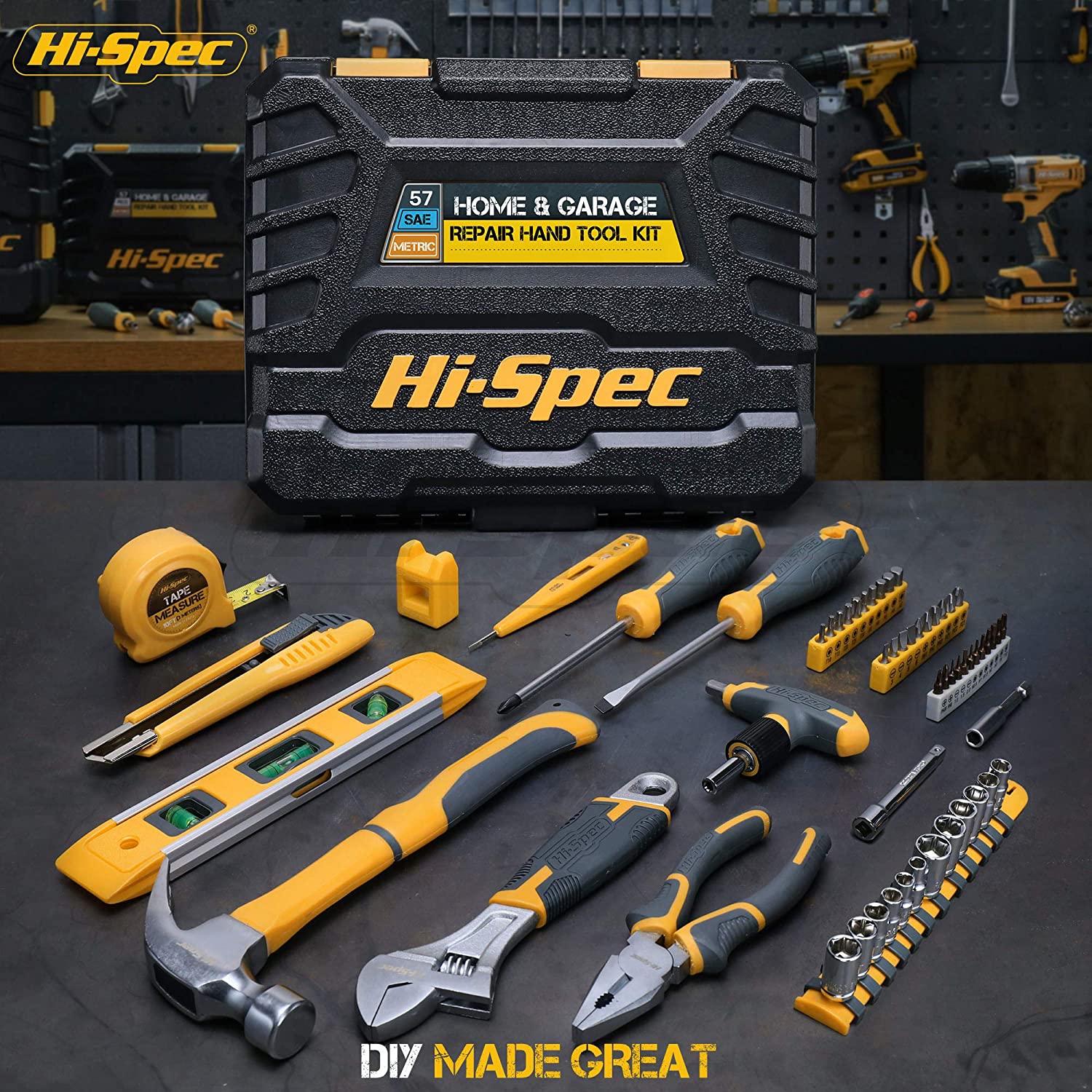 Hi-Spec 54pc Pink Home DIY Tool Kit Set for Women, Office & Garage