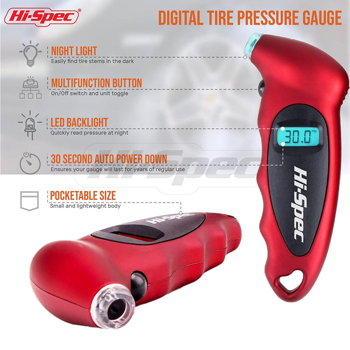 Hi-Spec Digital Tire Air Pressure Gauge - 2 PCS