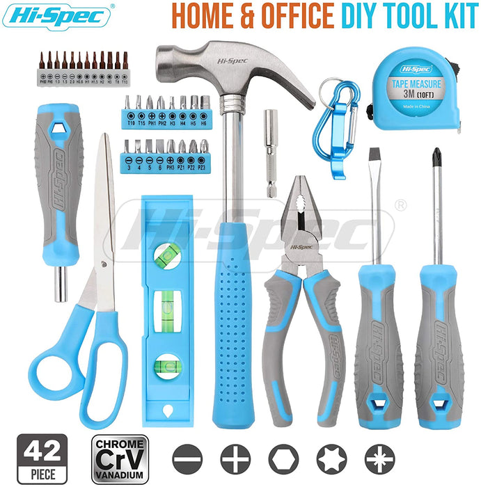 Hi-Spec 42 Piece Household DIY Tool Kit Set