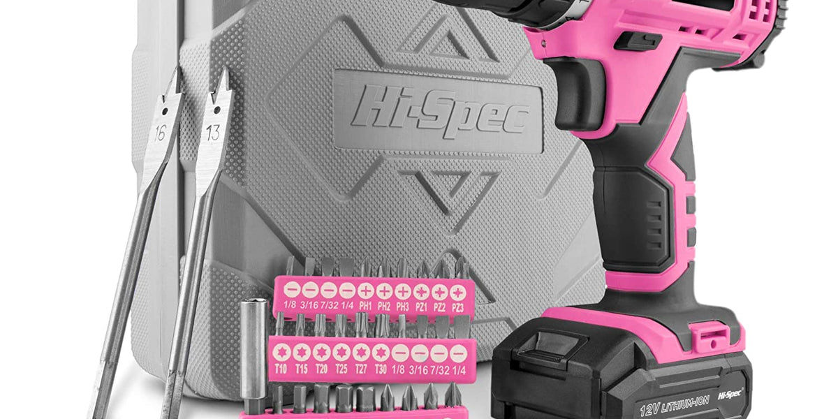 Hi-Spec Perceuse Visseuse sans Fil 8V Rose - Kit Complet avec