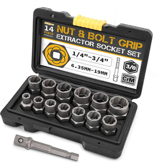 Hi-Spec 14 Piece Nut & Bolt Grip Extractor Socket Set