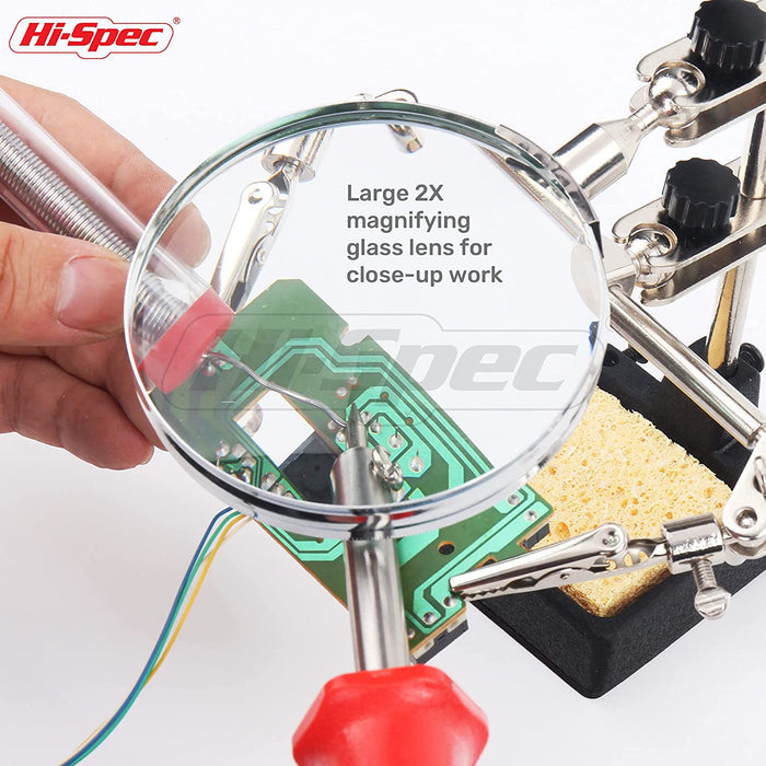 Hi-Spec 1 Piece Helping Hands Solder Stand with 2x Magnifying Lens