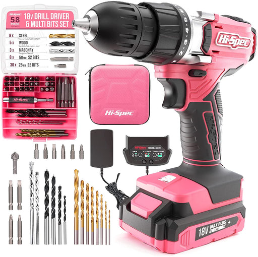 Pink Power 20V Cordless Drill - Electric Drill - Power Drill Cordless -  Hand Drill Lithium Ion Portable Pink Drill Set Tool Set for Women w/  Battery 