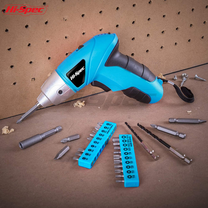 Hi-Spec 26 Piece 3.6V Electric Power Cordless Screwdriver with Rechargeable Battery & LED Light
