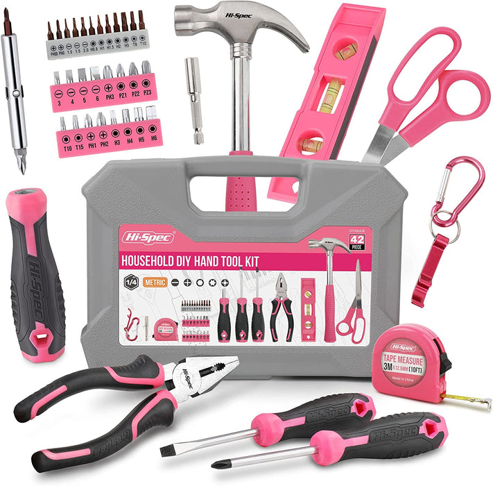 Hi-Spec 42 Piece Household DIY Tool Kit Set. Essential Hand Tools in a Box for Complete Repair
