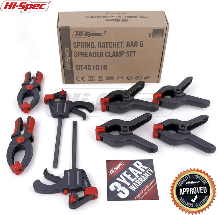 Hi-Spec 8 Piece Spring, Ratchet & Bar Spreader Clamps