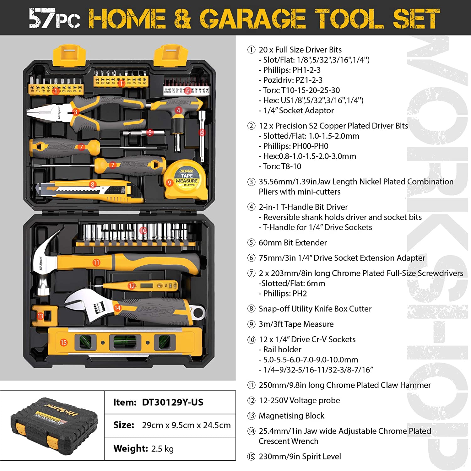 Hi-Spec 54pc Pink Home DIY Tool Kit Set for Women, Office & Garage