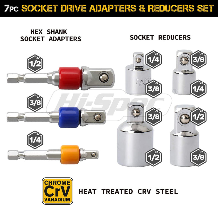 Hi-Spec 7 Piece Socket Drive Adapters & Reducers Set