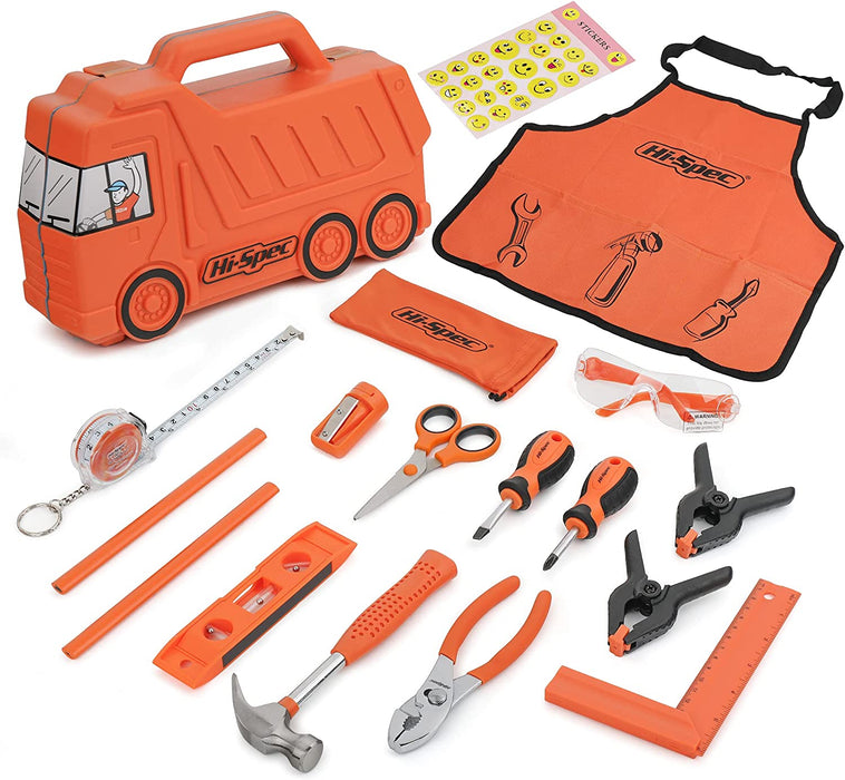 Hi-Spec 17 Piece Kid's Tool Kit Set with Truck Tool Box