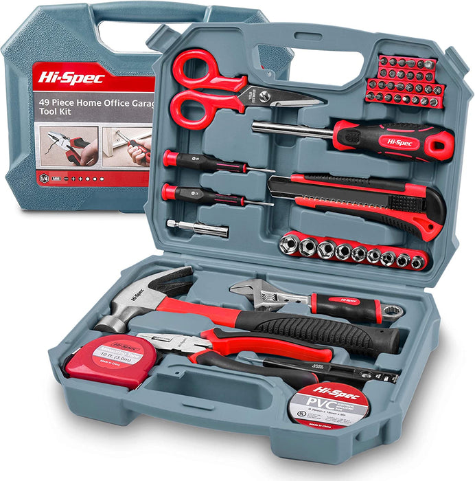 Hi-Spec 42 Piece Household DIY Tool Kit Set. Essential Hand Tools in a Box for Complete Repair